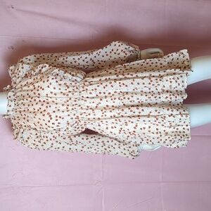 Nasty Gal Steal the Grow Cream and Orange Floral Print Long Sleeve Mini Dress 6